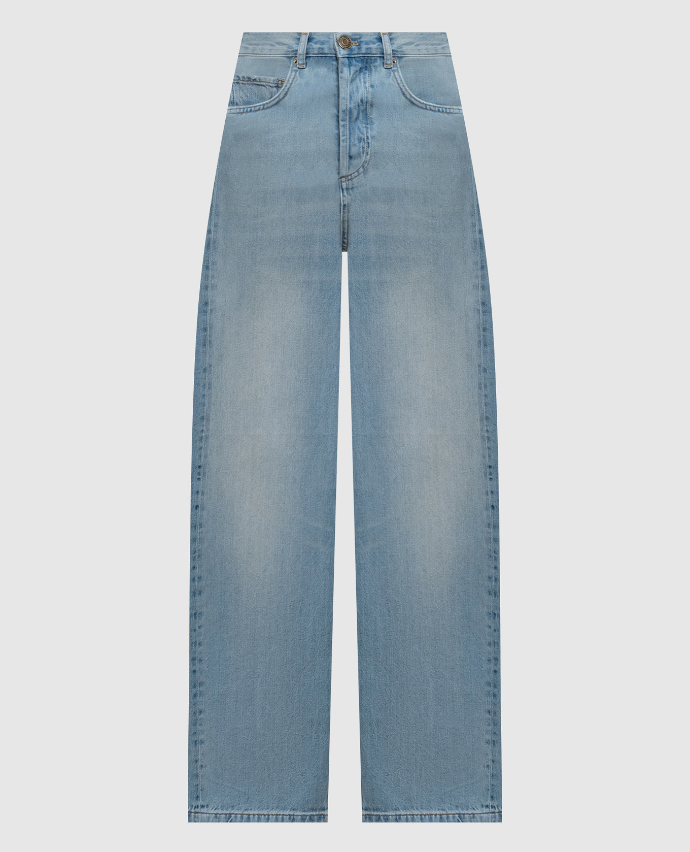 

Голубые джинсы с патчем логотипа, Голубой, Прямые джинсы