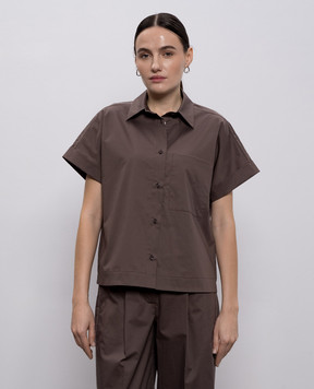 Peserico Коричневая рубашка с отворотами A0686201979