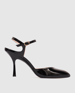 Stuart Weitzman Черные кожаные лакированные слингбеки Madison SN675