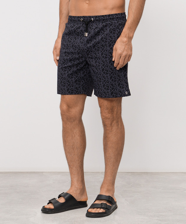 Stefano Ricci Чорні шорти для плавання в принт M6B6200070B65405 зображення 2