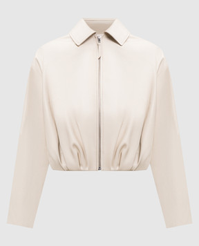 Babe Pay Pls Бежевая кожаная укороченная куртка с драпировкой 2530NATUREL