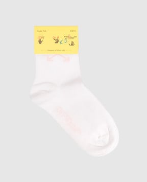 Off-White Детские белые носки с узором эмблемы OGRA004F25KNI001
