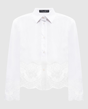 Dolce&Gabbana Белая блуза с кружевом F5Q65TFUEEE