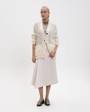 Brunello Cucinelli Білий кардиган з вовни та шовку MLD346106