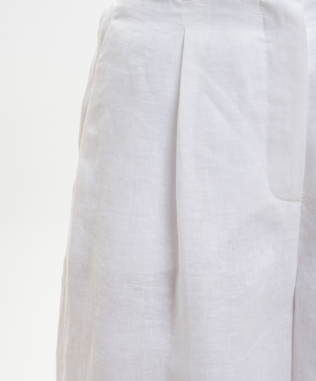 Max Mara Белые бермуды CARAVAN из льна MSTCARAVAN изображение 5