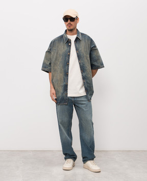 Balmain Синя джинсова сорочка з вінтажним ефектом GH1HB050DG10