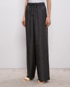 Max Mara Чорні палаццо CLARINO із шовку в смужку MXMCLARINO