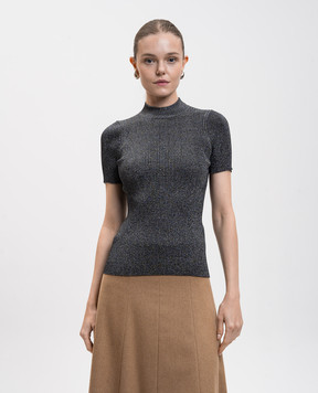 Max Mara Сірий топ SPEZIE в рубчик з люрексом SPEZIE