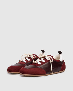 Babe Pay Pls Бордові шкіряні кросівки з намистинами NICKY