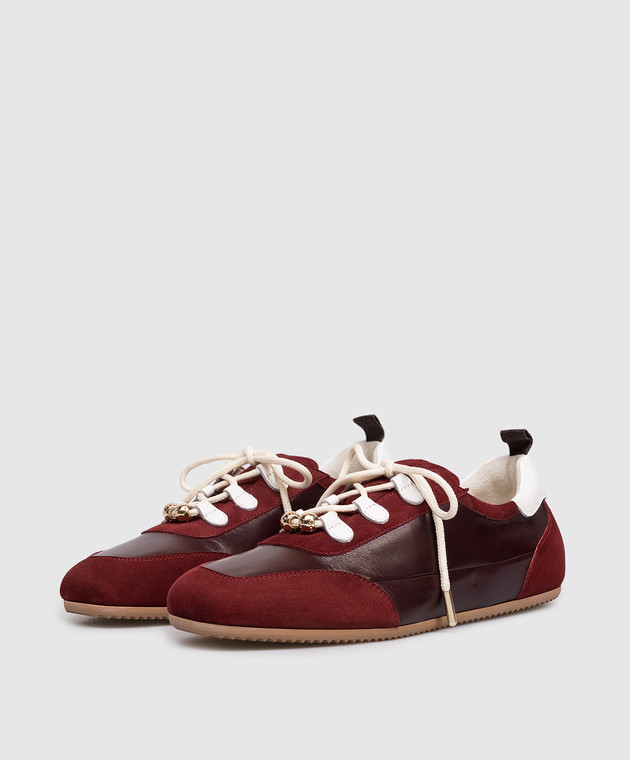 Babe Pay Pls Бордовые кожаные кроссовки с бусинами NICKY изображение 2