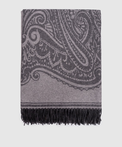 Серый плед из шерсти и кашемира с узором Pegaso