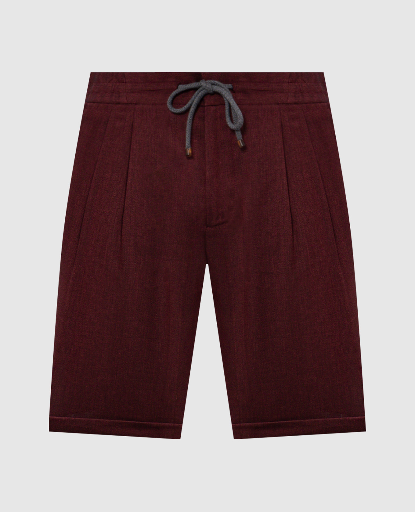 Бордовые шорты из льна и шерсти