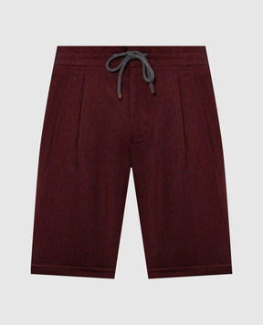Brunello Cucinelli Бордові шорти з льону та вовни MZ408U0020