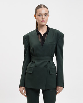 Jacob Lee Зелений двобортний жакет з вовни WWB2055AW25BG