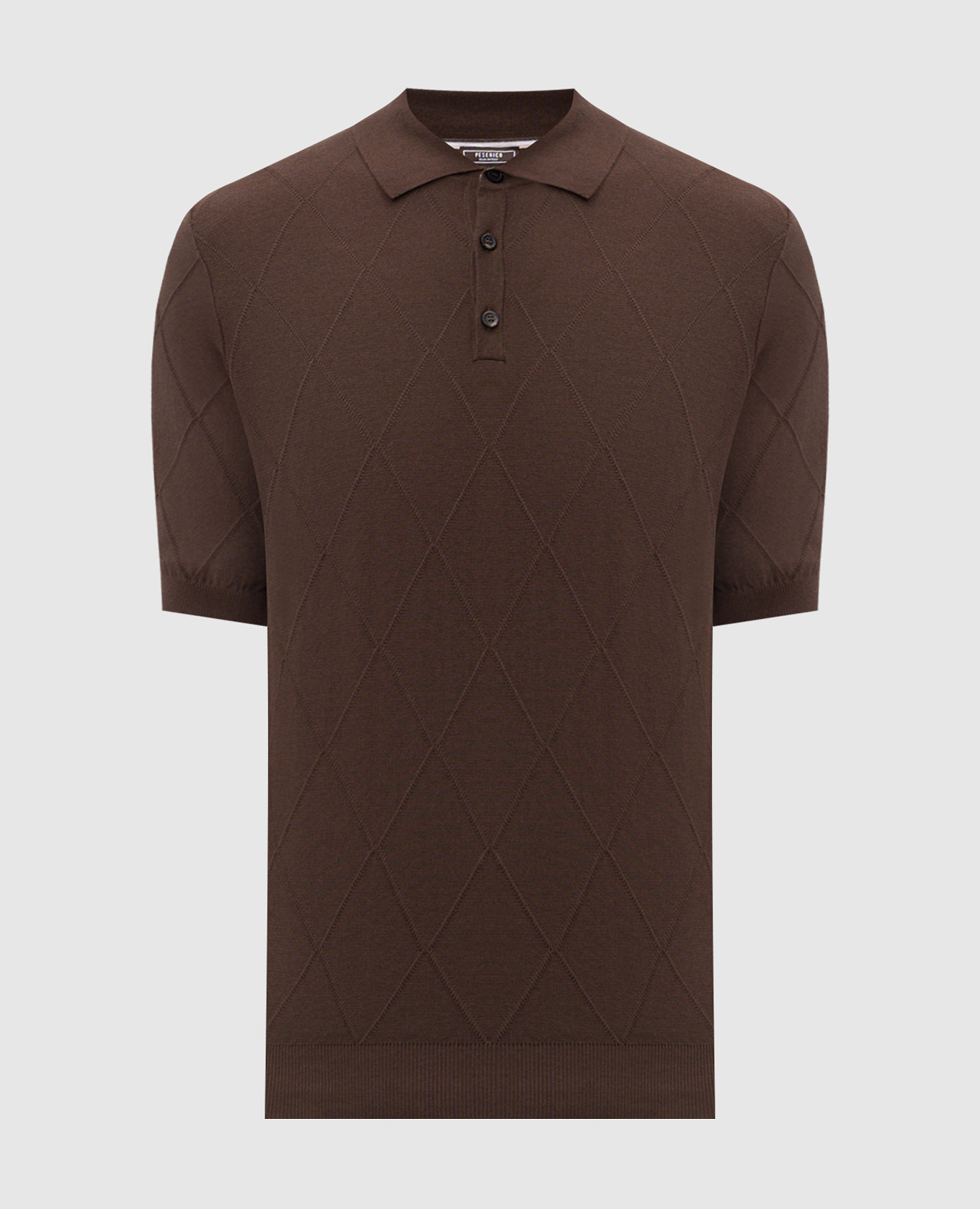 Коричневое поло в геометрический узор