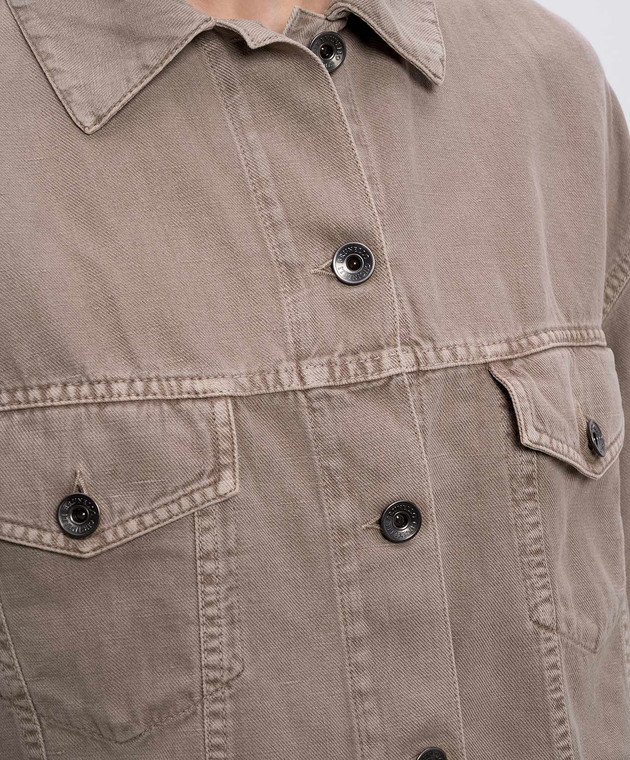 Brunello Cucinelli Коричнева джинсова куртка з льоном ML9967674 зображення 5