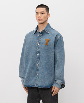 Ami Paris Синяя джинсовая куртка Ami de Coeur в стиле рубашки UJK897DE0046m