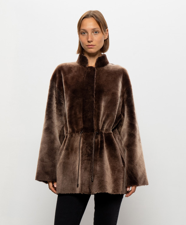 Babe Pay Pls Коричнева двостороння дублянка з куліскою 2623MERINO зображення 4