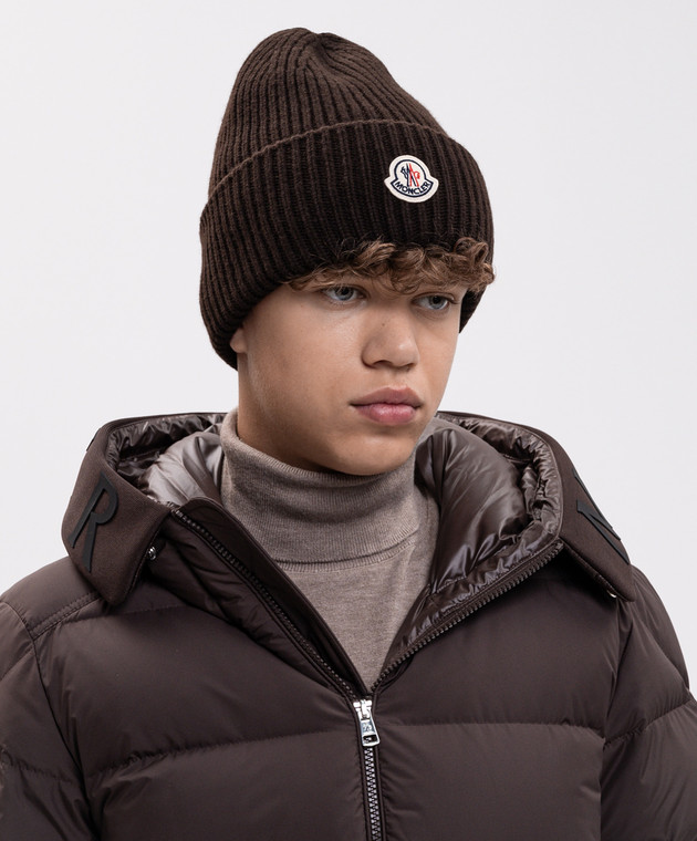Moncler Коричнева шапка з вовни та кашеміру L20913B00087M1127 зображення 2