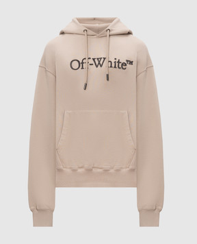 Off-White Бежеве худі з фактурним логотипом 44MBB12NF26F004