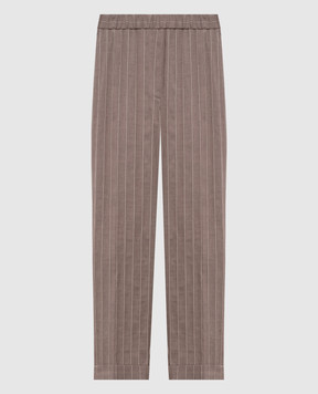 Peserico Бежевые брюки с леном в полоску A0403600676