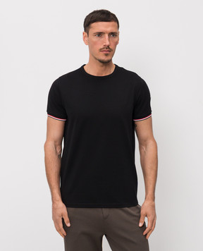 Moncler Черная футболка с контрастным окантованием L10918C7160087296