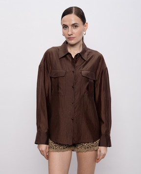 Twinset Коричнева сорочка з логотипом 261AP2186