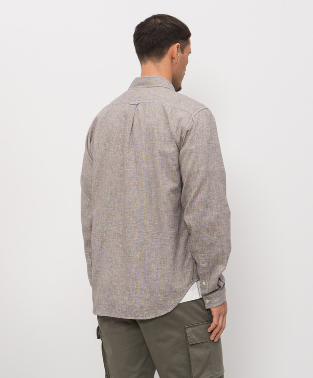 Woolrich Коричнева сорочка з льоном у візерунок CFWOSI2015MRUT3977 зображення 4