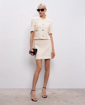 Versace Бежевая твидовая юбка мини 10231211A16514