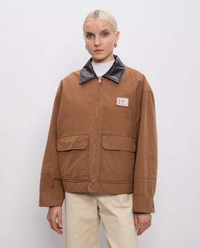 Max Mara Weekend Коричнева куртка FRECCIA з брендованою нашивкою WKDFRECCIA