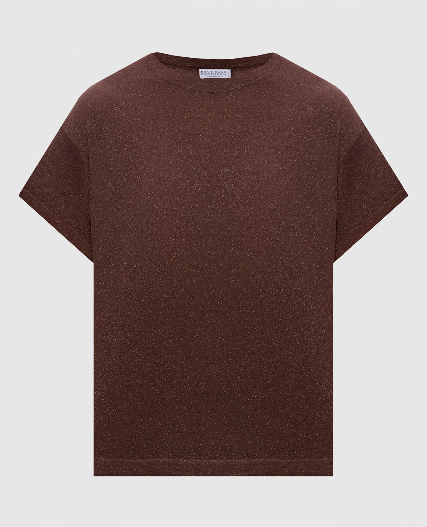 Коричневая футболка с кашемиром и шелком с люрексом