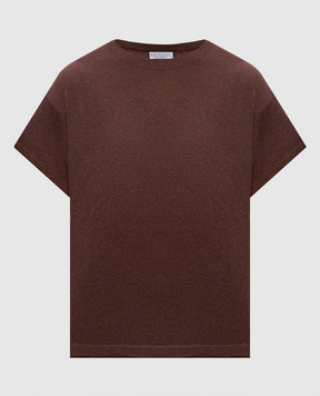 Brunello Cucinelli Коричнева футболка з кашеміром та шовком з люрексом M41810000P