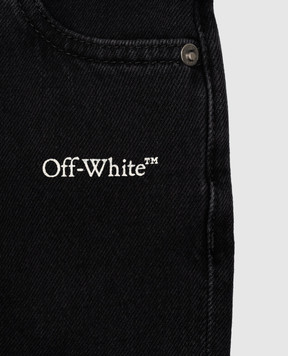 Off-White Дитячі чорні джинси з фігурними вирізами 44GYA001F26D001