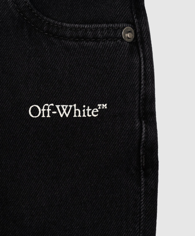 Off-White Детские черные джинсы с фигурными вырезами 44GYA001F26D001 изображение 3
