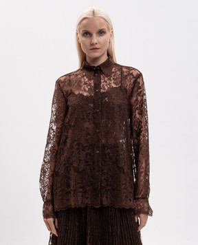 Ermanno Scervino Коричнева блуза з вишивкою D492K393CSAPEYF