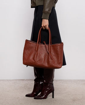 Bottega Veneta Терракотовая кожаная сумка-тоут Pinacoteca 817166V5AG1