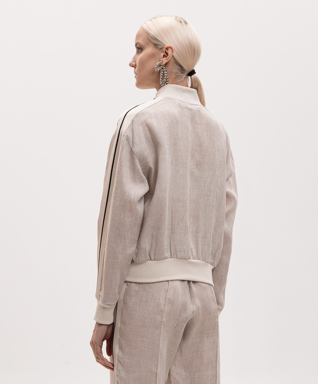 Palm Angels Бежевий бомбер з льону PWBD06BS26FAB001 зображення 4