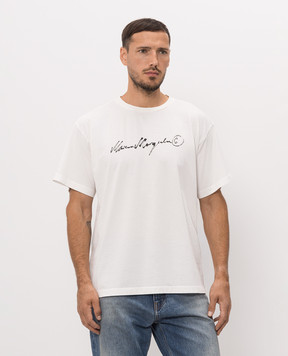 Maison Margiela MM6 Белая футболка с контрастным логотипом SH0GC0077M20258
