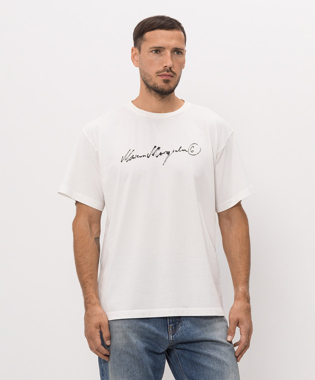 Maison Margiela MM6 Белая футболка с контрастным логотипом SH0GC0077M20258 изображение 3