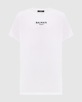 Balmain Белая футболка с вышивкой логотипа HF1EF000BD10