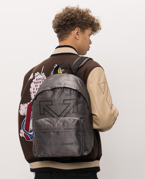 Off-White Серый рюкзак в логотипе шаблон OWMNB05F26FB01