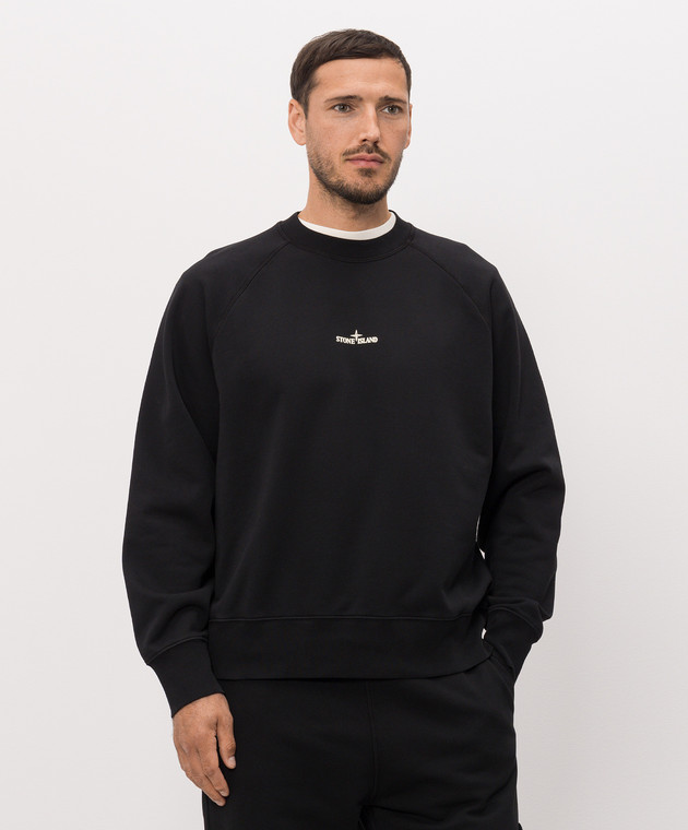 Stone Island Чорний світшот з принтом логотипа L2S156100008S0466 зображення 3