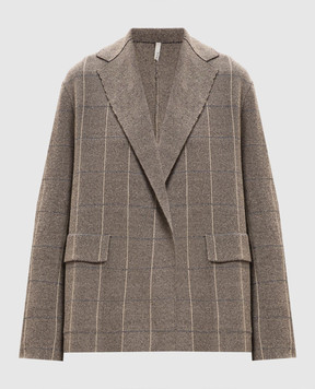 BOBOUTIC Бежевый жакет из шелка в клетку 5067