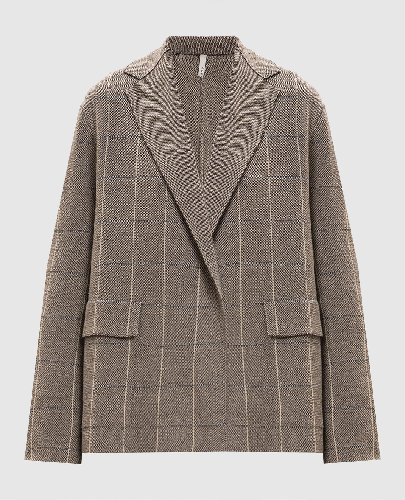 Бежевий жакет із шовку в клітинку