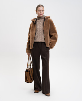 Max Mara Коричневий светр Genova з вовни та кашеміру у візерунок GENOVA
