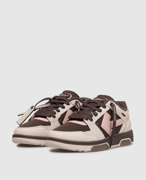 Off-White Коричневые комбинированные кроссовки Slim Out Of Office OWIA276S26LEA001