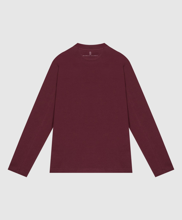 Brunello Cucinelli Бордовий лонгслів з вишивкою напису B0B13T702C зображення 2