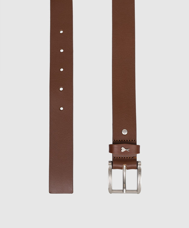 Ami Paris Коричневий шкіряний ремінь з фактурною емблемою UBL205AL0140w зображення 3