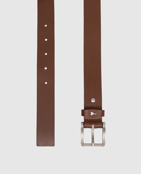 Ami Paris Коричневый кожаный ремень с фактурной эмблемой UBL205AL0140w