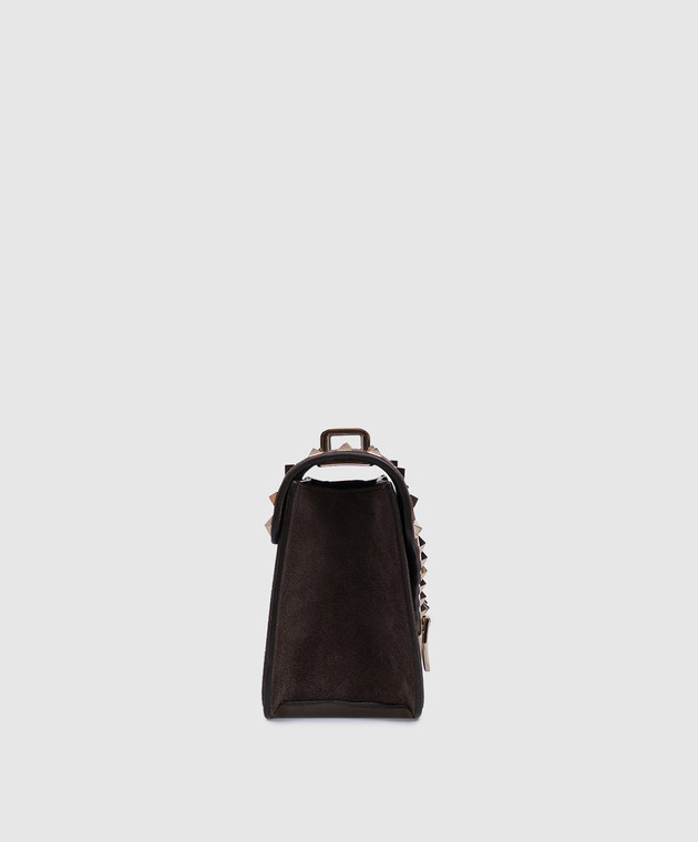 Valentino Коричнева замшева сумка Rockstud 9W2B0T76KQQ зображення 4
